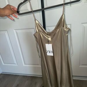 Zara metallic gold dress